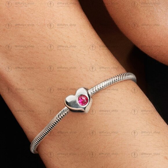 Pandora Engravable Pink Stone Heart Charm - Picture 3 of 5
